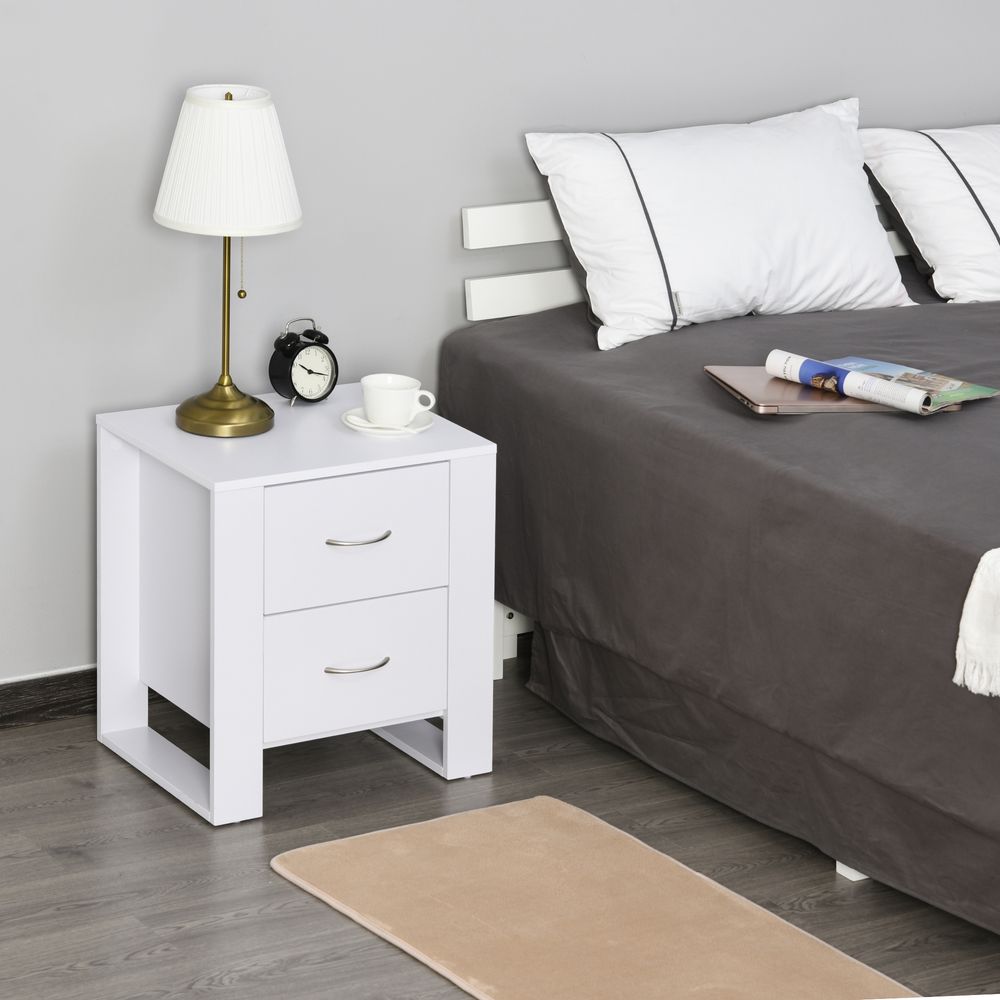 Particle Board 2-Drawer Bedside Table White S0671063320