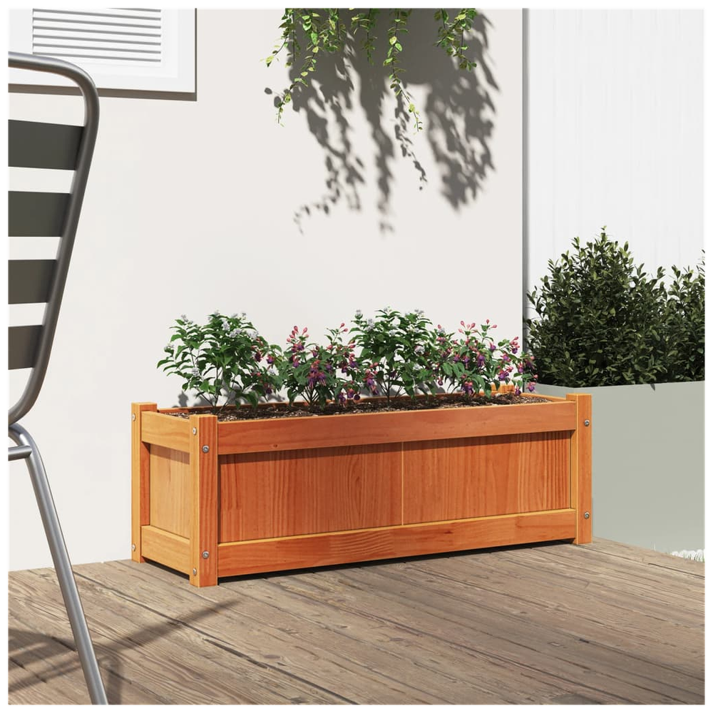 vidaXL Garden Planter Wax Brown 90x31x31 cm Solid Wood Pine S0671394901