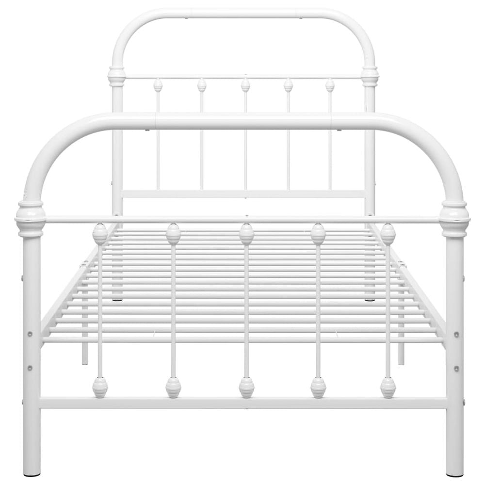 Bed Frame White Metal 90 x 200 cm to 180 x 200 cm S069795727