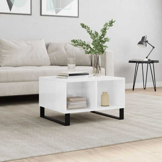 vidaXL Coffee Table High Gloss White 60x50x36.5 cm Engineered Wood S0671358949