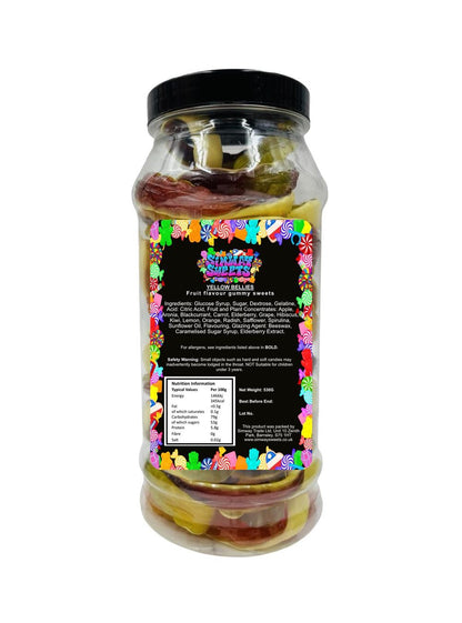 Yellow Belly Snakes Foam Gummy Jelly Sweets Retro Sweets Gift Jar Multicoloured