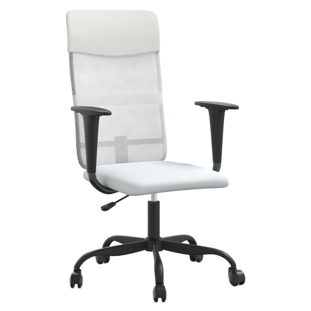 vidaXL Office Chair White Mesh Fabric and Faux Leather S0671359193