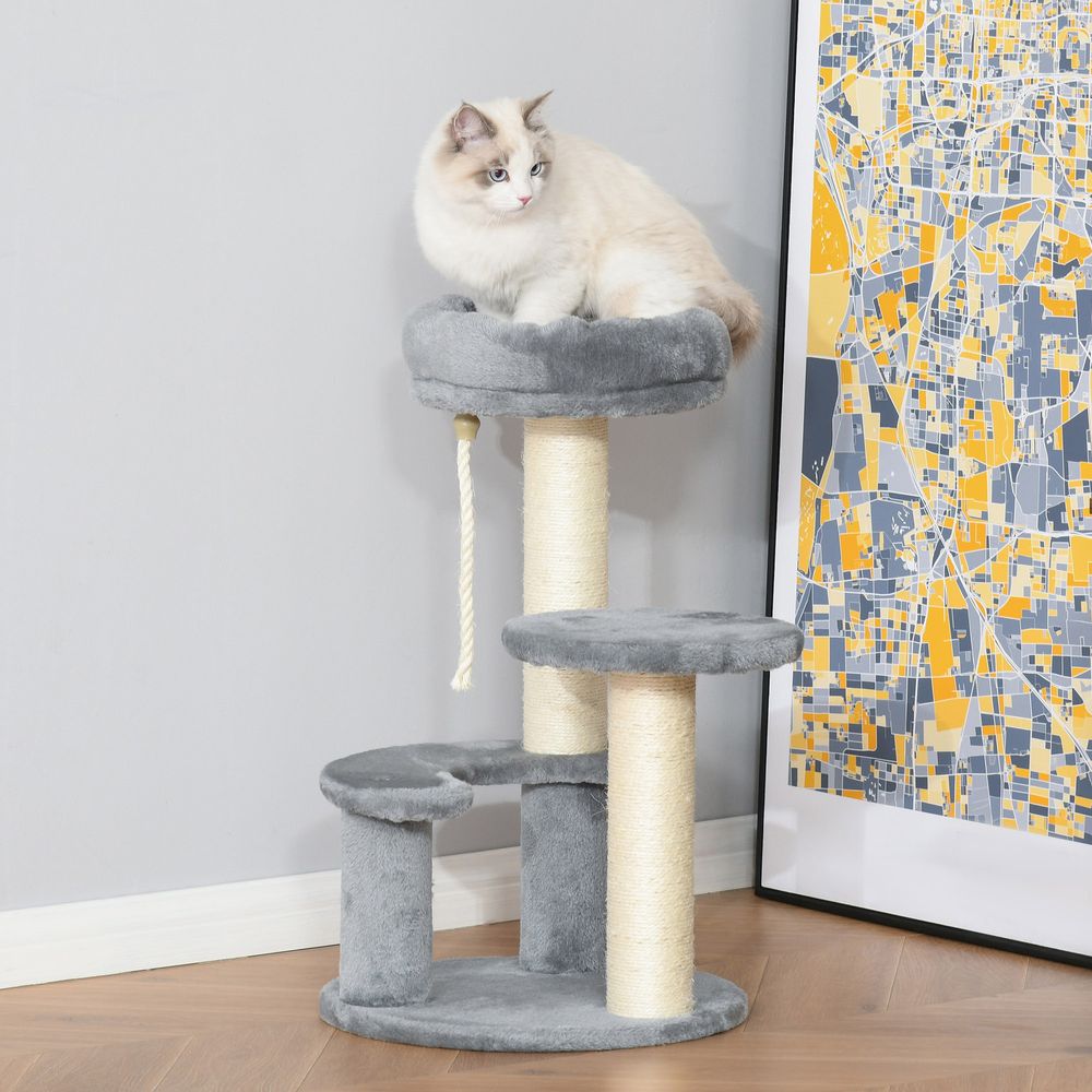 Cat Tree Scratcher Kitty Activity Play Center Post 2 Perch w/ Hanging Sisal Rope S0671071255