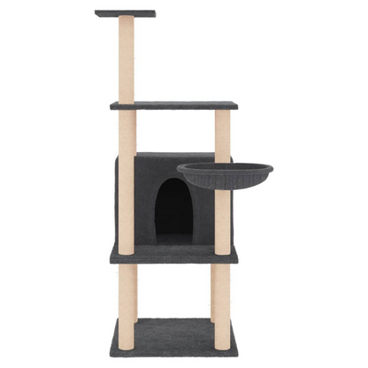 vidaXL Cat Tree with Sisal Scratching Posts Dark Grey 132 cm S0671260677