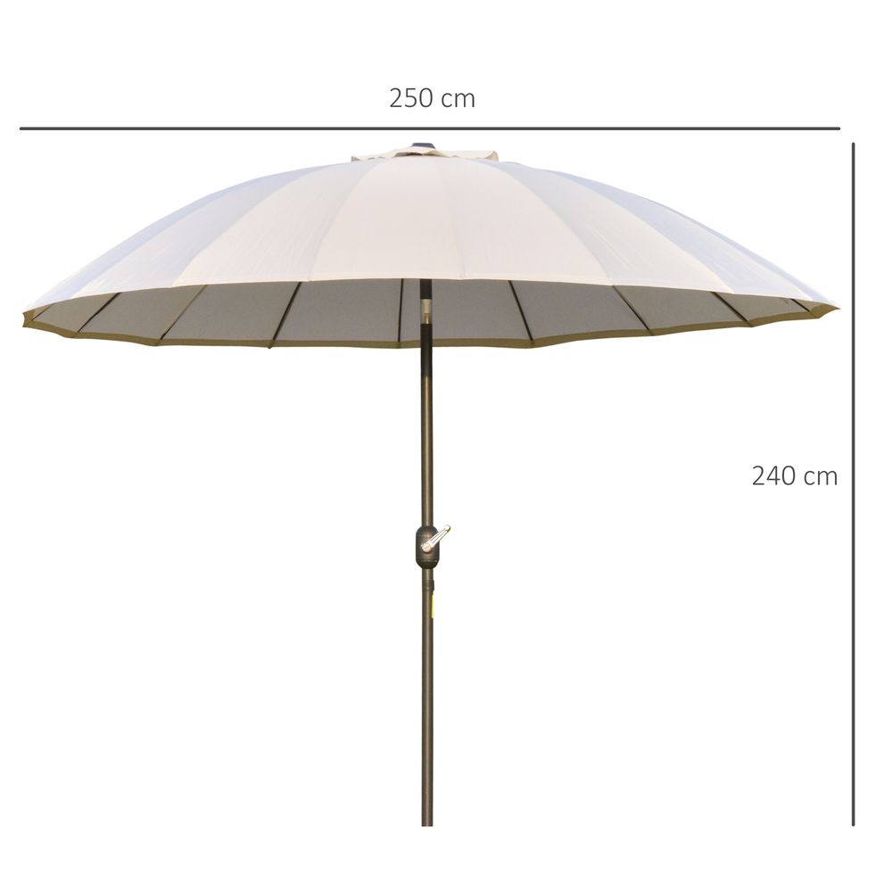 2.6m Round Curved Adjustable Parasol Outdoor Metal Pole Off-White V067942493