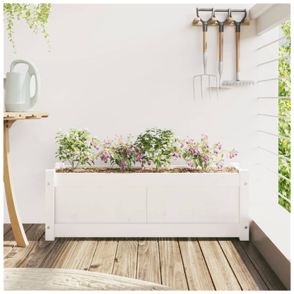 vidaXL Garden Planter White 90x31x31 cm Solid Wood Pine S0671383063