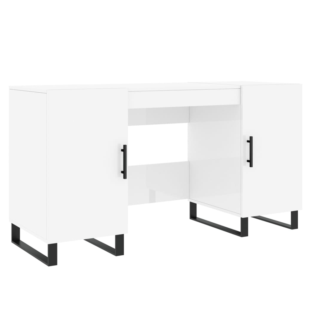 vidaXL Desk High Gloss White 140x50x75 cm Engineered Wood S0671257310