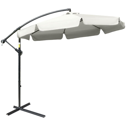 2.7m Garden Banana Parasol Cantilever Crank Cream White S0671072307