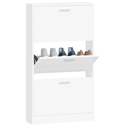 Shoe Cabinet White 59x17x108 cm Engineered Wood S0671093221