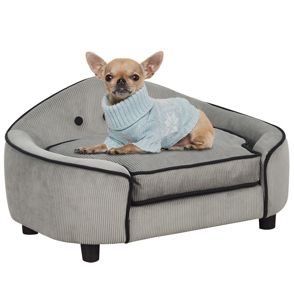 Dog Sofa Bed Pet Chair w/ Sponge Padded Cushion for XS and S Size Dogs - Grey S0671347046