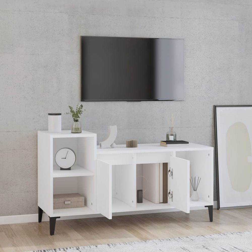 vidaXL TV Cabinet White 100x35x55 cm Engineered Wood S0671090747