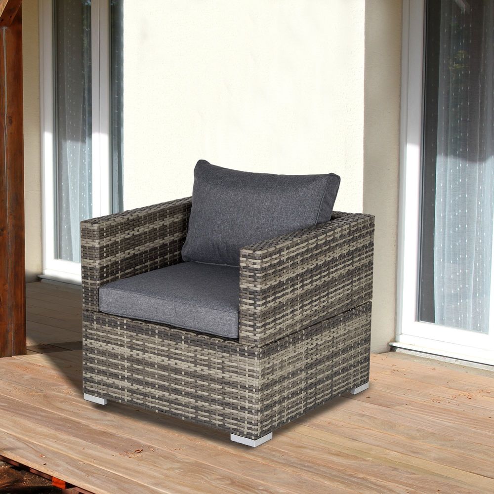 Outdoor Patio Furniture Single Rattan Sofa Chair Padded Cushion V067942533