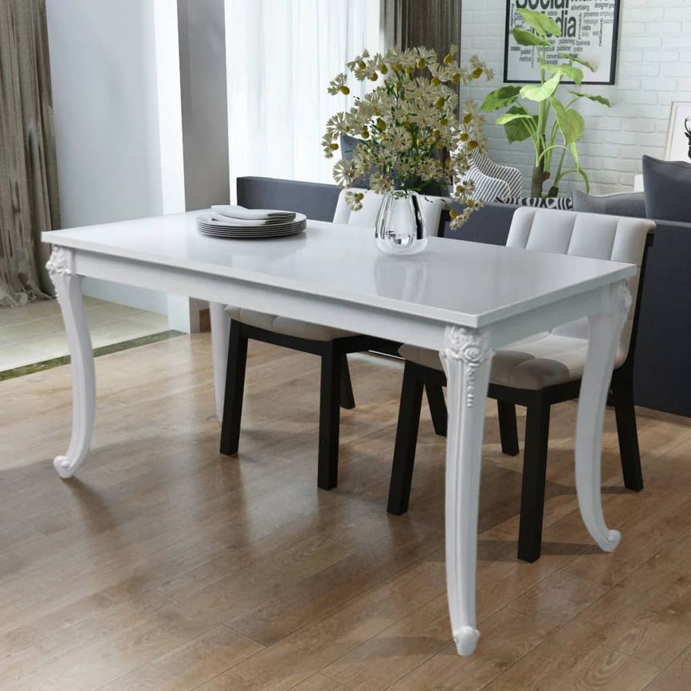 vidaXL Dining Table 80x80x76 cm High Gloss White V0671205630