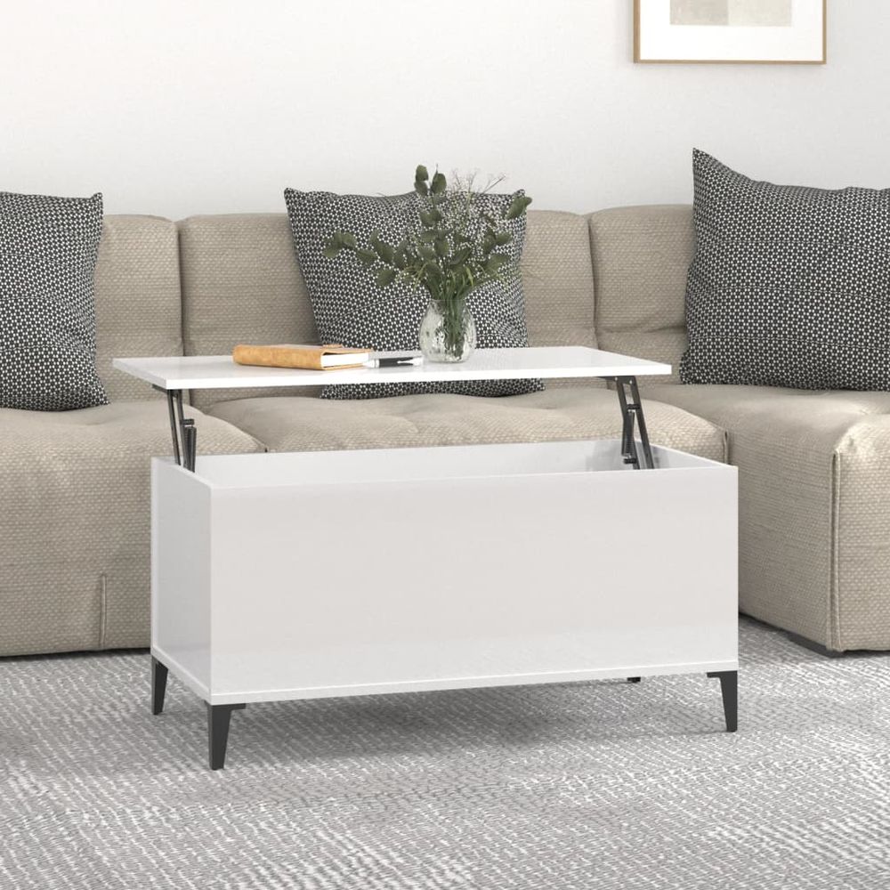 Coffee Table White 60x44.5x45 cm Engineered Wood S0671105435