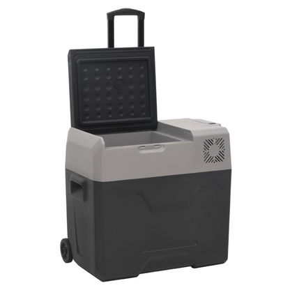 vidaXL Cool Box with Wheel and Handle Black&Grey 30 L Polypropylene S0671211386