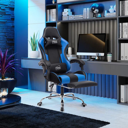 Leather Computer Office Gaming Chair with Massage Function & Footrest V0671029770