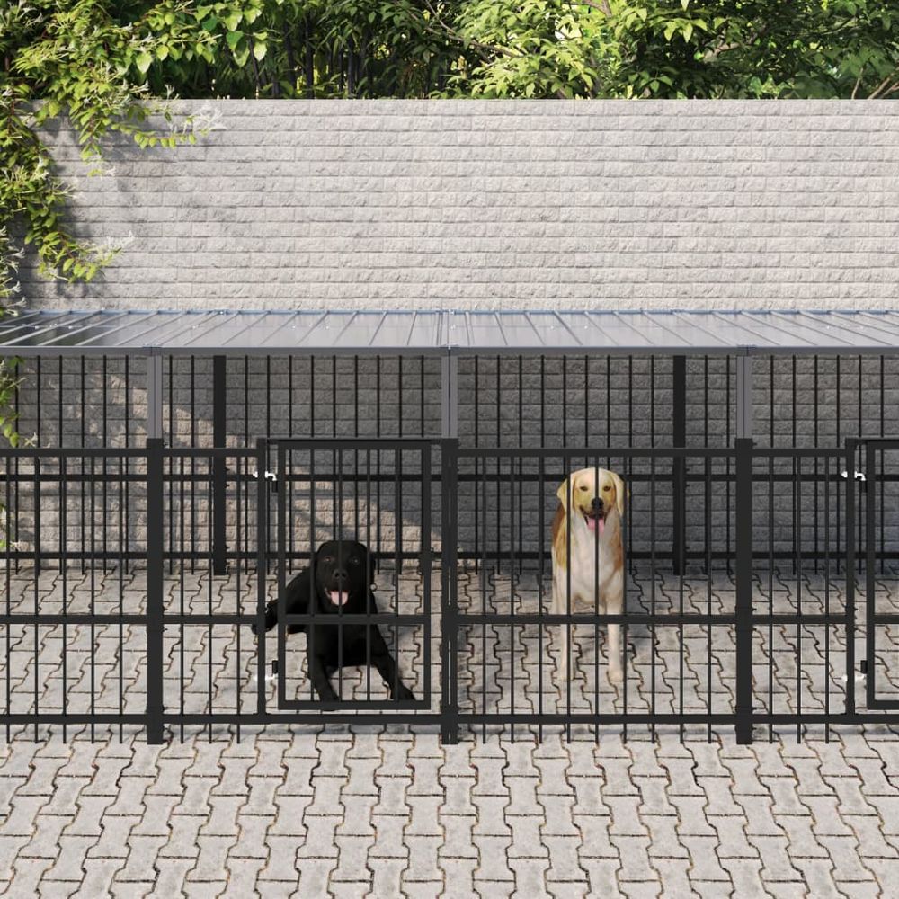 Outdoor Dog Kennel Steel 388 x 193.5 x 100 cm to 976 x 198 x 128 cm V0671100175