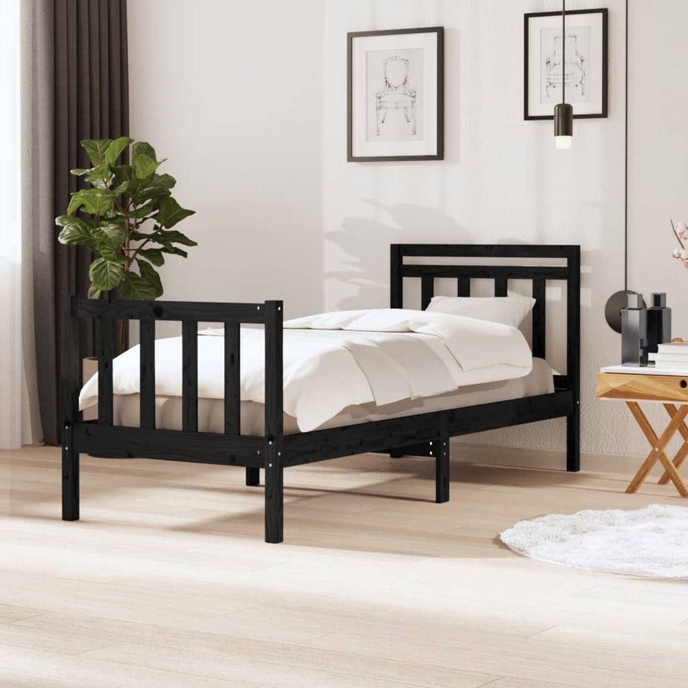 vidaXL Bed Frame White Solid Wood 140x190 cm S067942575