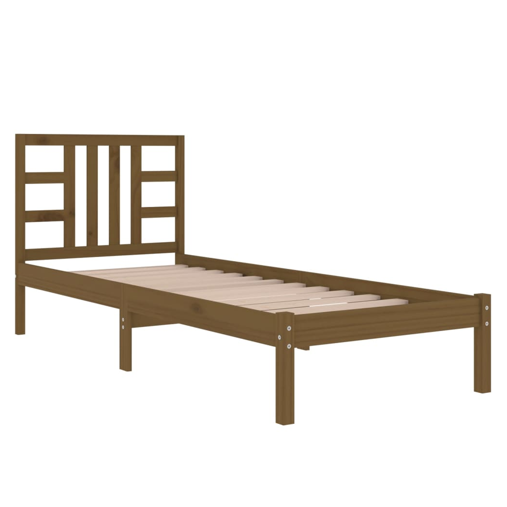 vidaXL Bed Frame Honey Brown Solid Wood 75x190 cm Small Single S0671026020