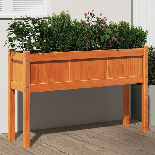 vidaXL Garden Planter with Legs Wax Brown 110x31x70 cm Solid Wood Pine S0671394905