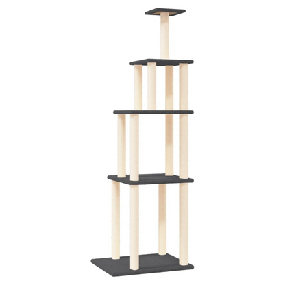 vidaXL Cat Tree with Sisal Scratching Posts Dark Grey 183 cm S0671260623