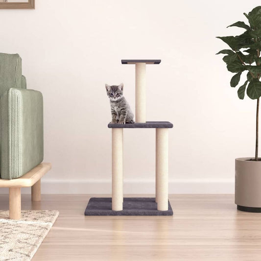 vidaXL Cat Tree with Sisal Scratching Posts Dark Grey 85.5 cm S0671260619