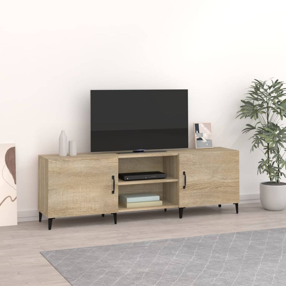 vidaXL TV Cabinet Smoked Oak 150x30x50 cm Engineered Wood S0671068236