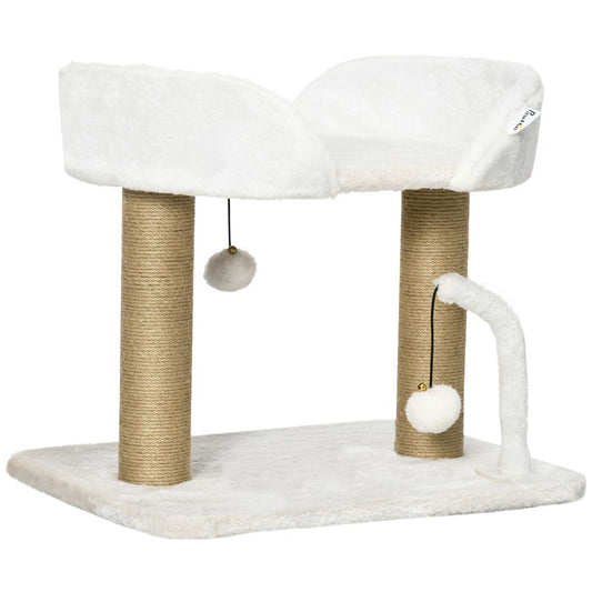 42cm Indoor Cat Tree Kitty Play Tower w/ Toy Balls, Jute Scratching Post S0671097047