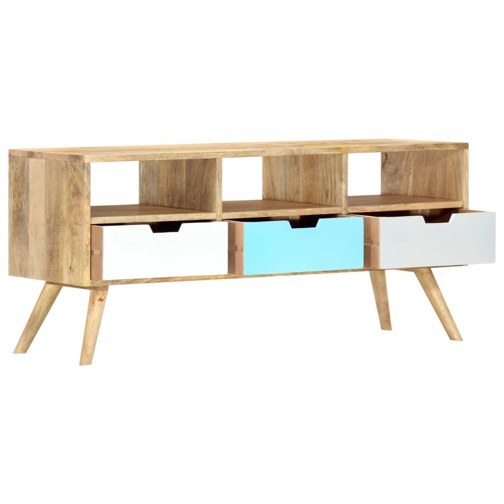 TV Cabinet 110x35x48 cm Solid Mango Wood S0671169820