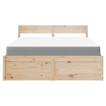 vidaXL Bed with Drawers and Mattress 160x200 cm Solid Wood Pine S0671489368