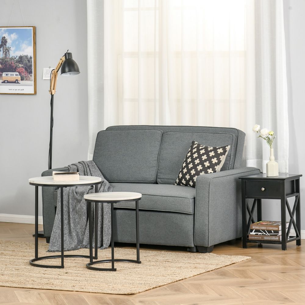 HOMCOM Modern 2 Seater Sofa Bed Click Clack Couch Sleeper for Living Room Grey S0671383626