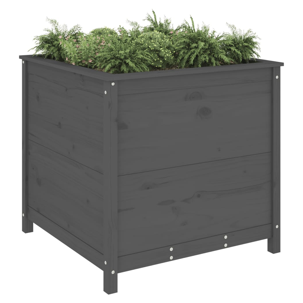 vidaXL Garden Planter Grey 82.5x82.5x78 cm Solid Wood Pine S0671357818