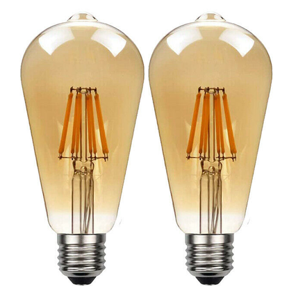 2Pack E27 LED Edison Dimmable Vintage Amber Glass Warm white 2700K Light Bulb S0671114263