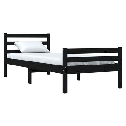 vidaXL Bed Frame Black Solid Wood 75x190 cm Small Single V0671036887