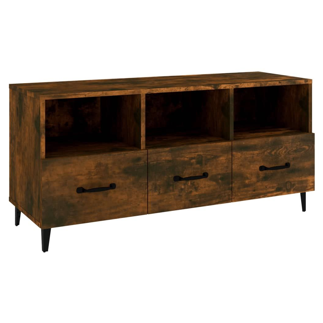 vidaXL TV Cabinet Smoked Oak 102x35x50 cm Engineered Wood S0671052401