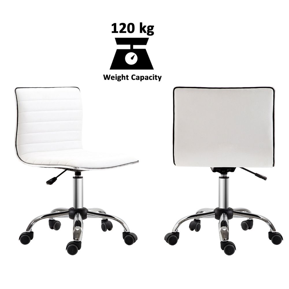 Armless Mid-Back Adjustable Office Chair 360 Swivel Ergonomic White HOMCOM S0671080460