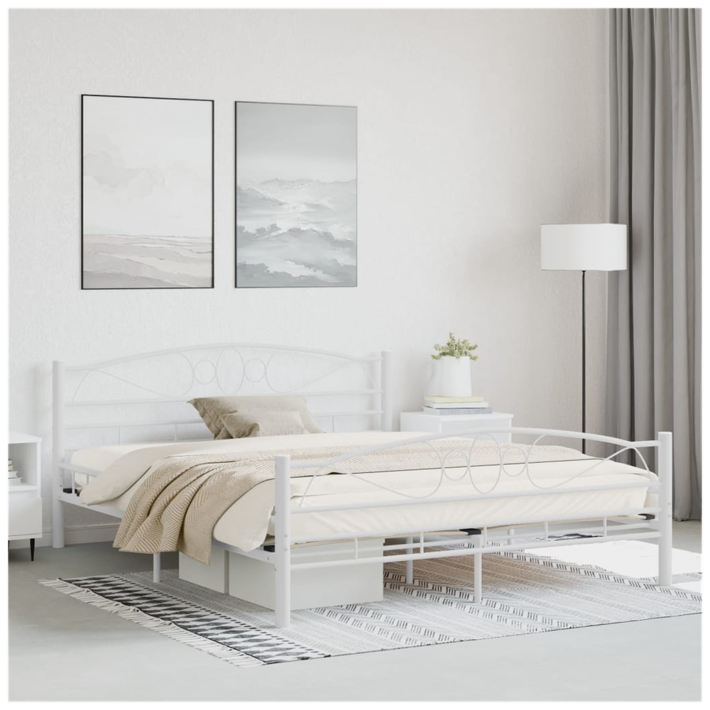 vidaXL Bed Frame White Metal 160x200 cm S069796136