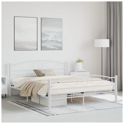 vidaXL Bed Frame White Metal 160x200 cm S069796136