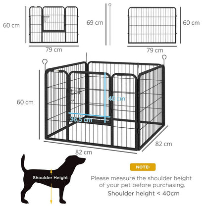 Pawhut Metal Pet Playpen Dog Kennel w/Door Latches In/Outdoor Use 82Lx82Wx60Hcm S0671346562