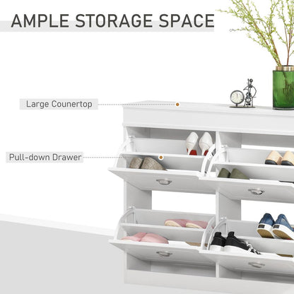 Shoe Cabinet with 4 Flip Drawers Storage Cupboard with Adjustable Shelf HOMCOM S0671079940