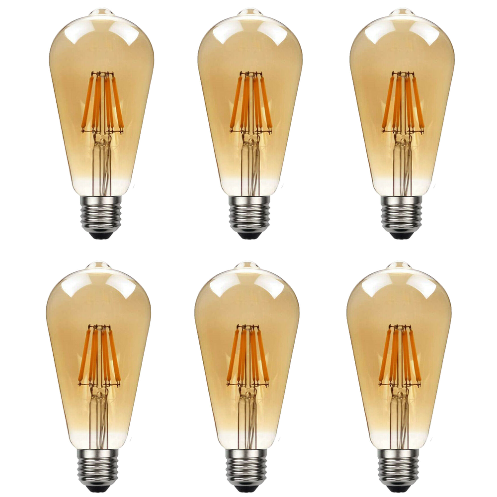 6Pack E27 LED Edison Dimmable Vintage Amber Glass Warm white 2700K Light Bulb S0671114260