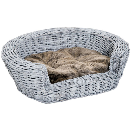 Elevated Dog Cat Couch Pet Basket Sofa Bed Wicker Willow Rattan Cushion Pawhut S0671081153