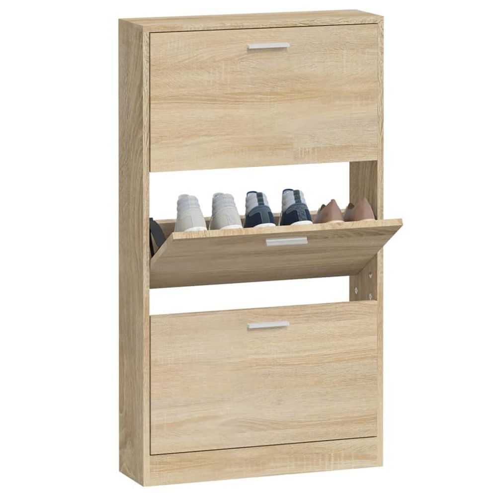 Shoe Cabinet Oak 59x17x108 cm Engineered Wood S0671092958