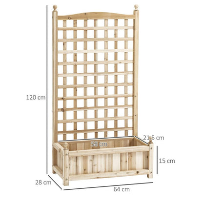 Outsunny Raised Garden Bed with Trellis Garden Planters Indoor Outdoor Natural S0671391630