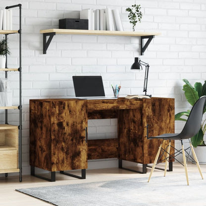 vidaXL Desk Smoked Oak 140x50x75 cm Engineered Wood S0671257309