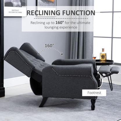 Recliner Armchair for Living Room Fabric Reclining Chair w/ Footrest Dark Grey S0671347031