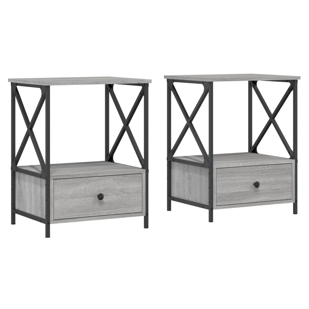 vidaXL Bedside Tables 2 pcs Grey Sonoma 50x41x65 cm Engineered Wood S0671262123