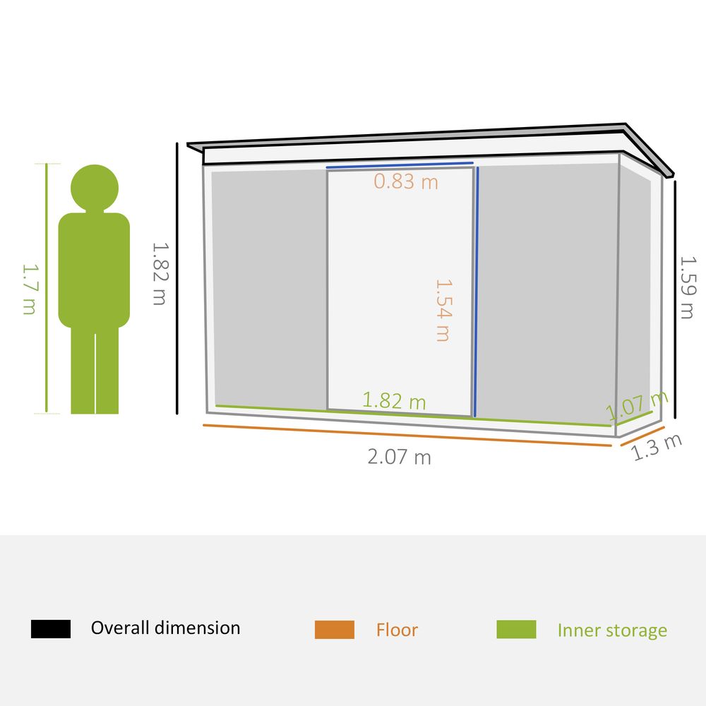 7 x 4ft Outdoor Garden Metal Storage Shed, Green S0671071950