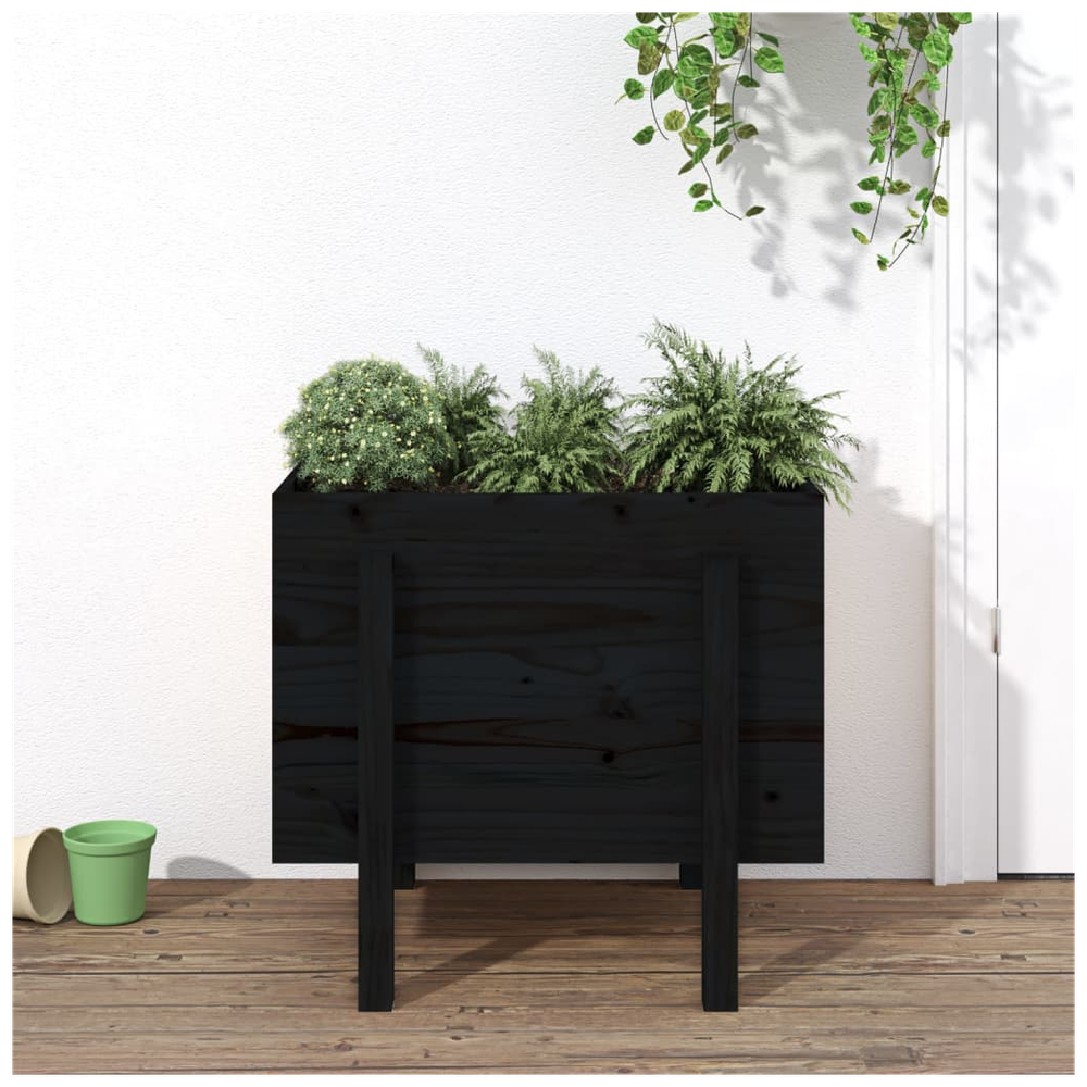 vidaXL Garden Planter Black 62x50x57 cm Solid Wood Pine S0671358006