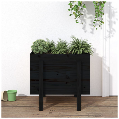 vidaXL Garden Planter Black 62x50x57 cm Solid Wood Pine S0671358006